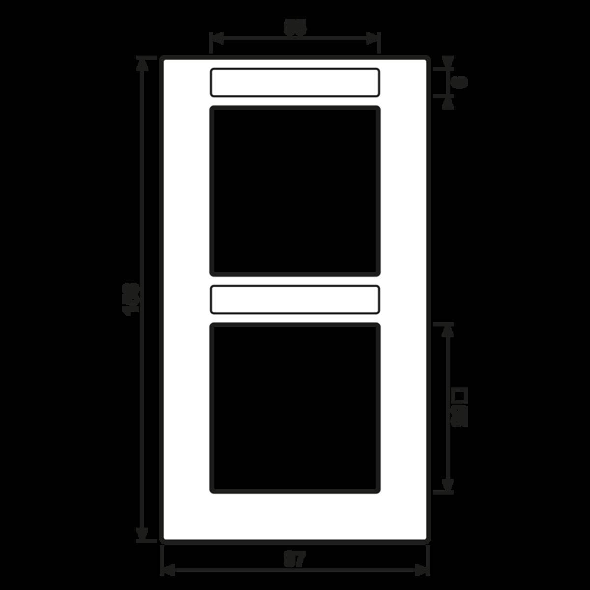 Tür-Diagramm mit Maßangaben: Breite 67 cm, oberes Panel 47 cm hoch, unteres Panel 57 cm hoch.