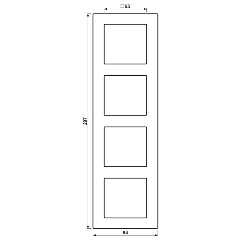 Jung Glasrahmen 4-fach si/vers AC 584 GL SI