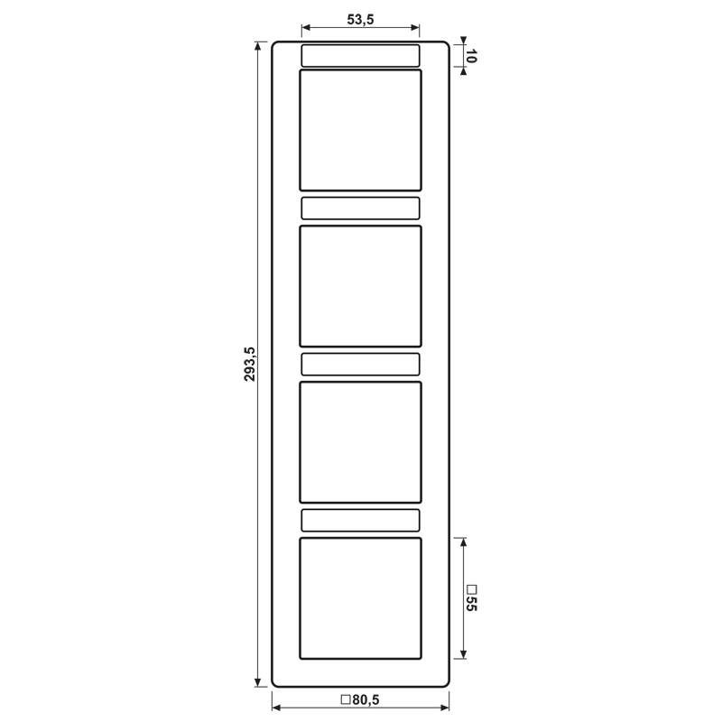 Jung Rahmen, 4fach senkr. AS 584 BF INA WW