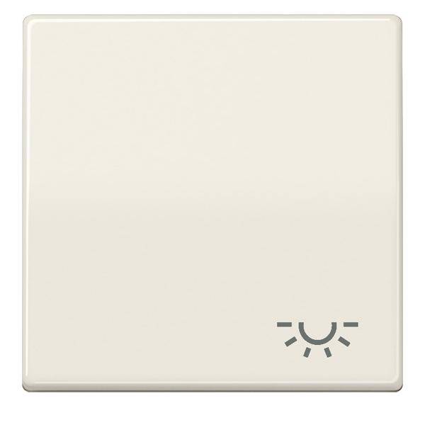 Ein Lichtschalter in der 'Aus'-Position mit einer kleinen Sonnen-Ikone, die Helligkeitssteuerung anzeigt.