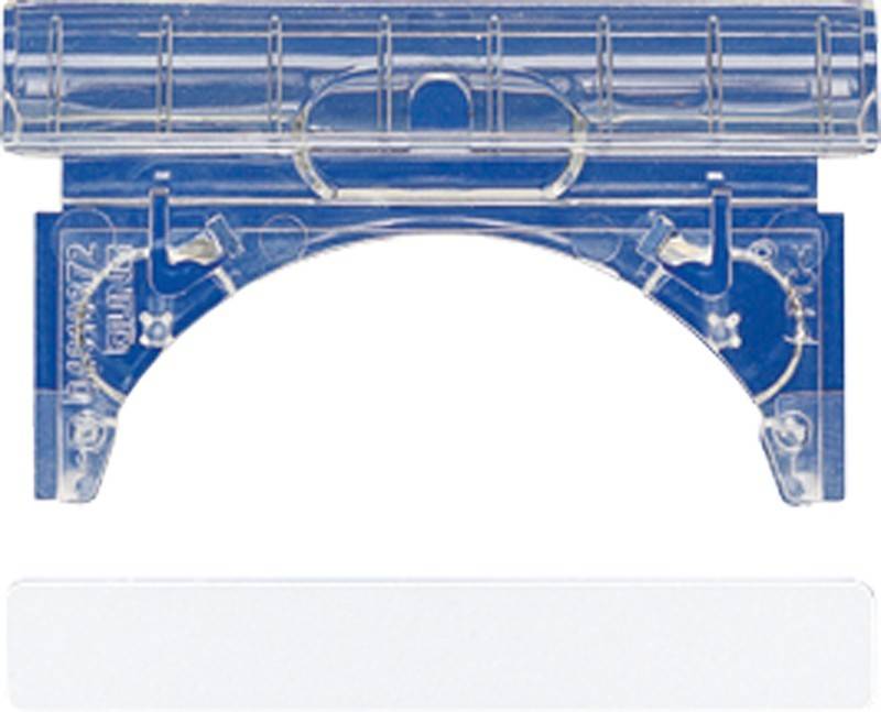 Ein durchsichtiger Kunststoff-Zeichenwinkel mit Maßeinteilungen in Zoll, der im Zentrum eine geschwungene Aussparung für präzise Designarbeit aufweist.