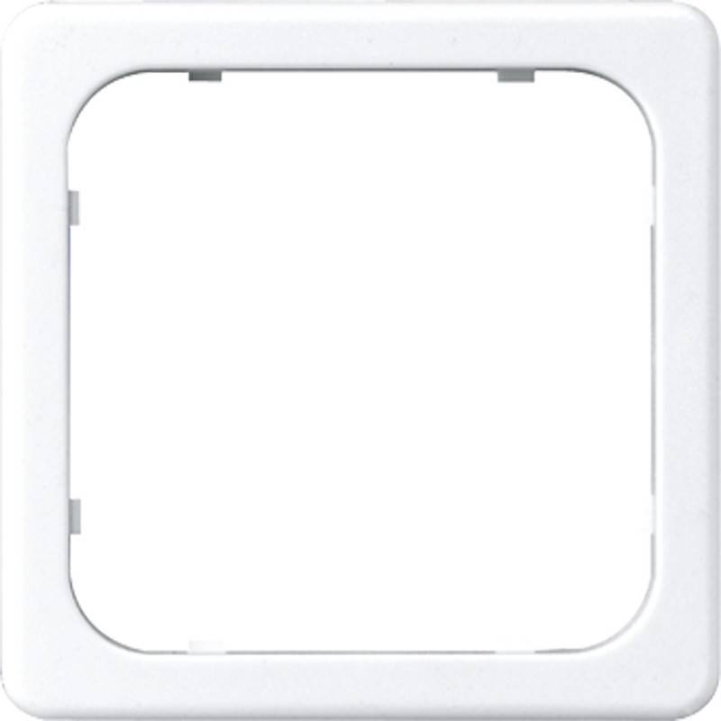 Ein weißer rechteckiger Kunststoffrahmen mit glatten Kanten, der typischerweise zur Aufnahme von elektrischen Schaltern oder Steckdosen verwendet wird.