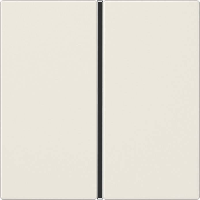 Ein beiger Kühlschrank mit Gefrierfach nebeneinander, versehen mit einem vertikalen schwarzen Griff zwischen den Türen, der ein modernes, minimalistisches Design andeutet.