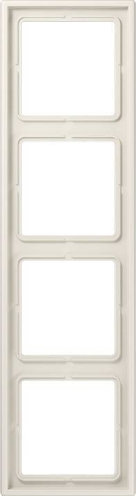 Beiger Kunststoff-Doppelschalterrahmen mit zwei rechteckigen Schlitzen, von vorne betrachtet.