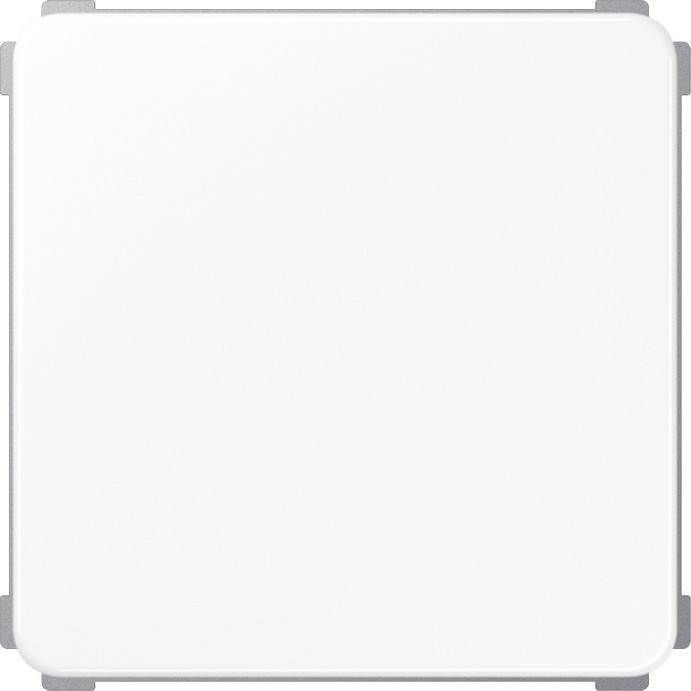 Ein minimalistisches, weißes Quadratpanel mit abgerundeten Ecken, vor einem dezenten grauen Hintergrund.