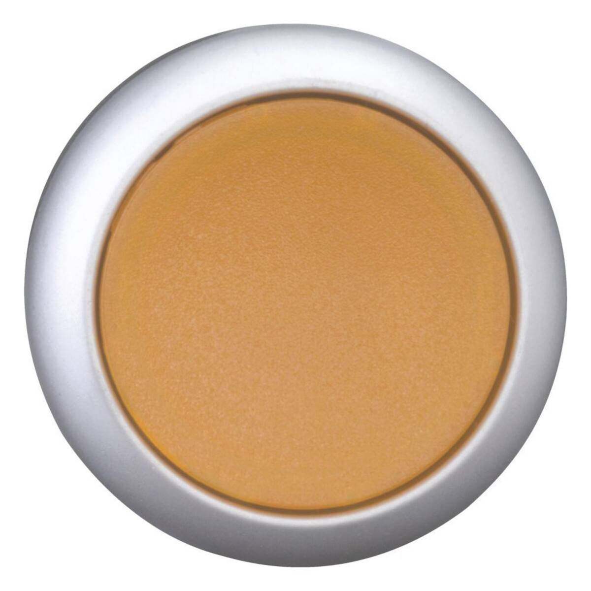 Ein kompaktes Puder in einem runden, silbernen Behälter, von oben betrachtet. Das Puder hat eine hellbeige Farbe.