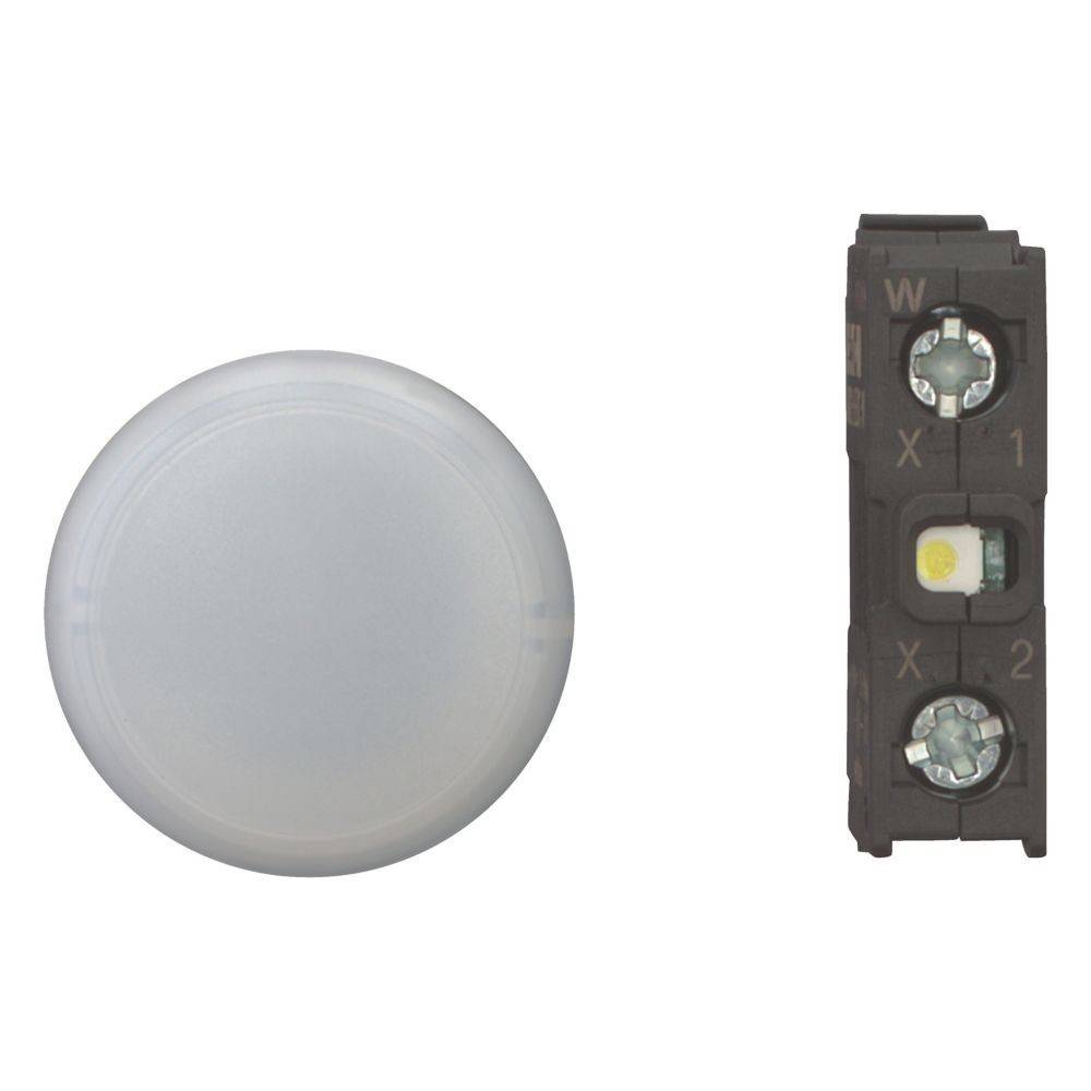 Runder Lichtsensor neben rechteckiger elektronischer Komponente mit Anschlüssen, die mit W, X, Y, Z gekennzeichnet sind.