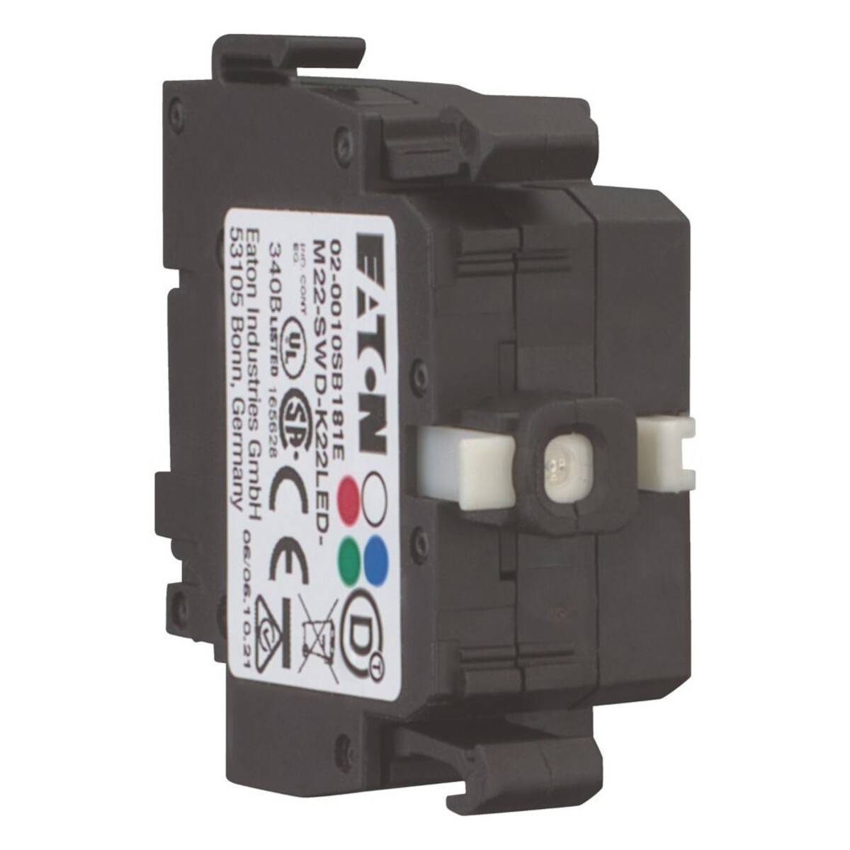 Eaton M22-WRK3 elektrisches Schaltmodul mit mehrfarbigen LED-Anzeigen, für Einbaumontage konzipiert. Herkunft: Deutschland.