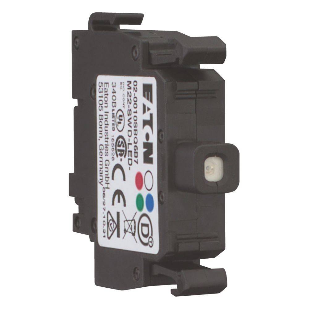 Eaton Elektronikmodul mit Anschlüssen und beschrifteten Spezifikationen, Modelldetails sichtbar, verwendet in elektrischen Anwendungen.