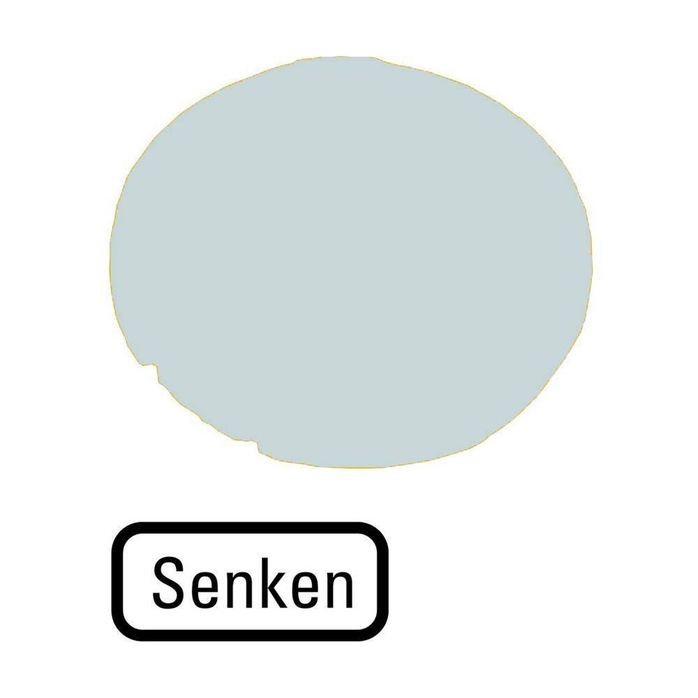 Das Bild zeigt eine hellgraue kreisförmige Form mit dem Wort 'Senken' darunter, eingeschlossen in ein abgerundetes Rechteck.