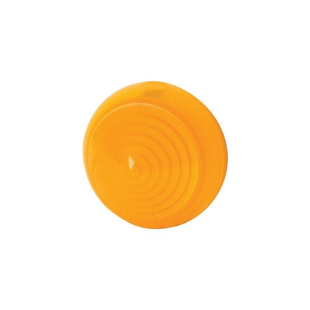 Ein orangefarbenes kreisförmiges Objekt mit einem Spiralmuster, das einer aufgerollten Gestaltung ähnelt.