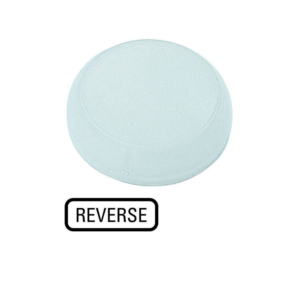 Ein weißes rundes Objekt mit der Beschriftung REVERSE