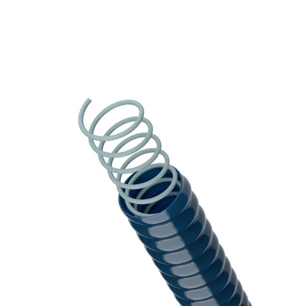 Eine Metallspiralfeder, teilweise abgewickelt, vor weißem Hintergrund.