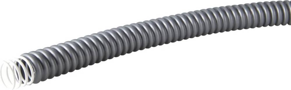 Eine Nahaufnahme einer Metallspule oder -feder, die ihre Spiralstruktur und metallische Textur präsentiert.