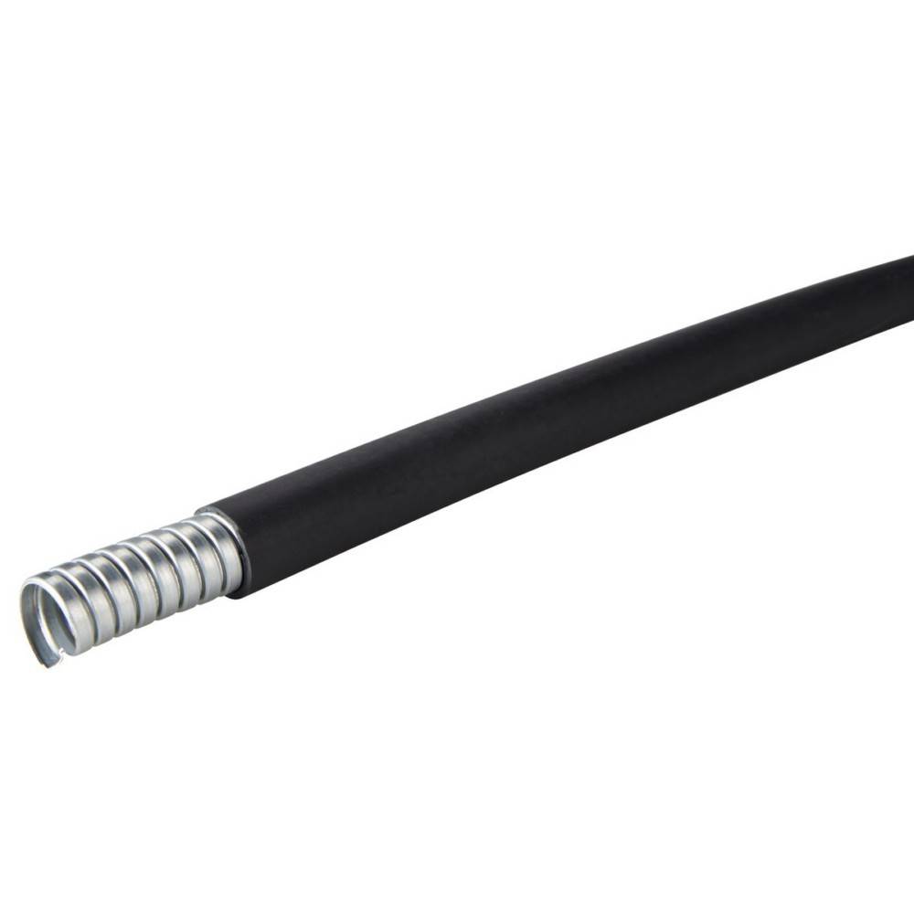 Ein schwarzes flexibles Rohr mit metallbeschichteter Innenseite, das zum Schutz von Elektrokabeln verwendet wird.