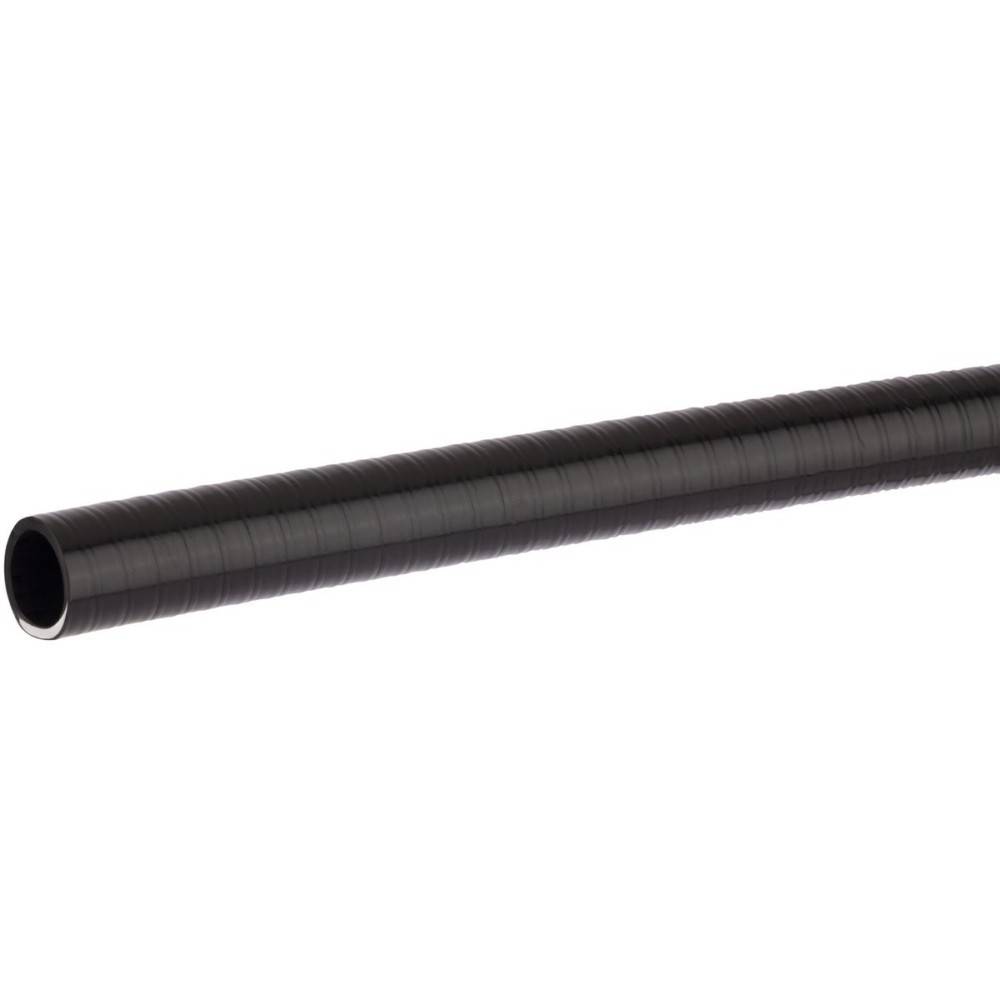 Ein schwarzes, flexibles Spiralschlauchrohr zur Kabelorganisation, das sein aufgerolltes Design zeigt. Wird verwendet, um Kabel zu organisieren und zu schützen.