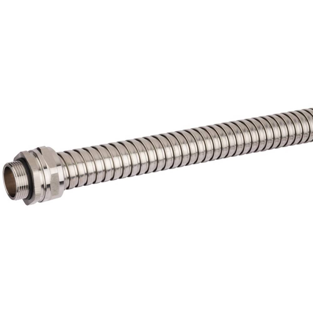 Ein flexibles Metallrohr mit glatter, spiralförmiger Konstruktion und Gewindeendverbindung, das zum Schutz von Elektrokabeln verwendet wird.