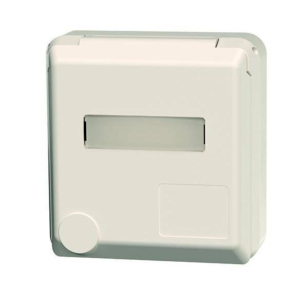 Eine beige wandmontierte Briefkasten mit einem rechteckigen Schlitz, geeignet zum Empfang von Post und kleinen Paketen.