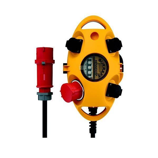 Tragbarer gelber Gasdetektor mit rotem Sensormodul auf weißem Hintergrund.