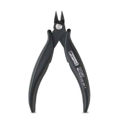 Schwarze Präzisions-Drahtzangen mit scharfen, spitzen Klingen und ergonomischen Griffen, gekennzeichnet als 'Hakko CHP-170'.