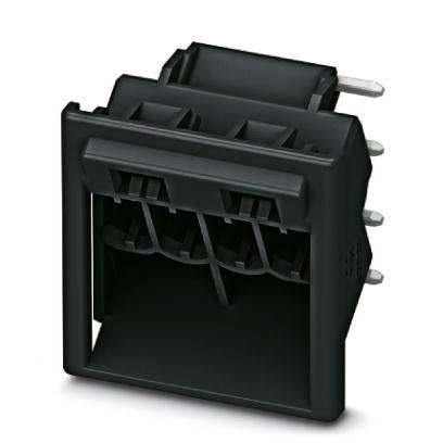 Eine schwarze elektronische Komponente mit zwei Reihen von jeweils drei Anschlüssen, die üblicherweise in elektrischen oder elektronischen Geräten für Verbindungen verwendet wird.