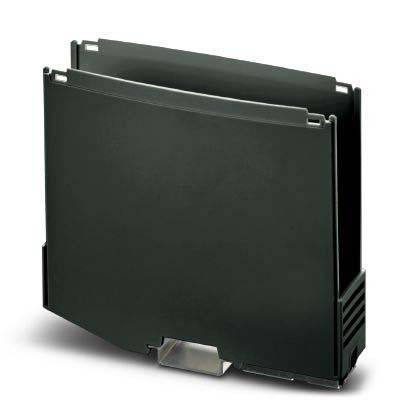 Schwarzes elektronisches Komponentengehäuse mit rechteckiger Form, geeignet zur Aufnahme und zum Schutz von Leiterplatten oder Modulen.