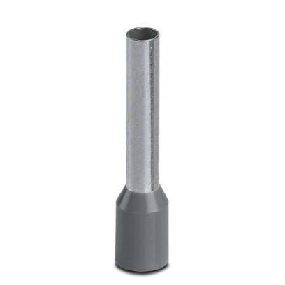 Ein grauer metallischer Zylinder mit breiterer Basis, der einer elektrischen Ferrule oder einem Verbinder ähnelt und zur Kabelendbearbeitung verwendet wird.