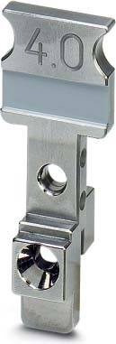 Eine Metallhalterung mit einem kreisförmigen Vorsprung, höchstwahrscheinlich Teil einer mechanischen oder industriellen Montage, in Nahaufnahme dargestellt.