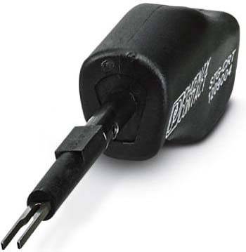 Ein kleines, schwarzes elektronisches Gerät mit einer spitzen Spitze und einem Logo. Es scheint ein Handwerkzeug zu sein, möglicherweise für das Löten oder Schreiben verwendet.