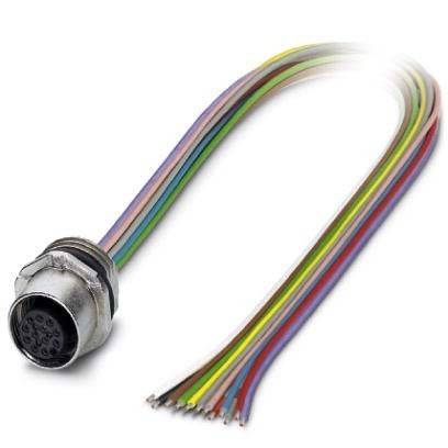 Ein Sieben-Pin-Elektrostecker mit angeschlossenen mehrfarbigen Kabeln, der für elektrische Verbindungen in verschiedenen Anwendungen verwendet wird.