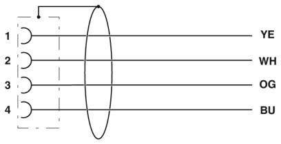 Diagramm, das eine Ellipse von der Seite zeigt, die wie zwei parallele Linien erscheint und von vier horizontalen Linien durchschnitten wird.