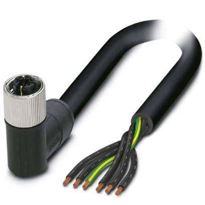 Ein schwarzes gewickeltes Audiokabel mit einem Metallstecker an einem Ende und freiliegenden mehrfarbigen Leitungen am anderen Ende, wobei der Aspekt der Konnektivität betont wird.