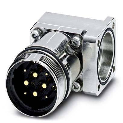 Eine Nahaufnahme eines metallischen elektrischen Steckverbinders mit mehreren Kontaktstiften, der für industrielle oder elektronische Anwendungen verwendet wird.