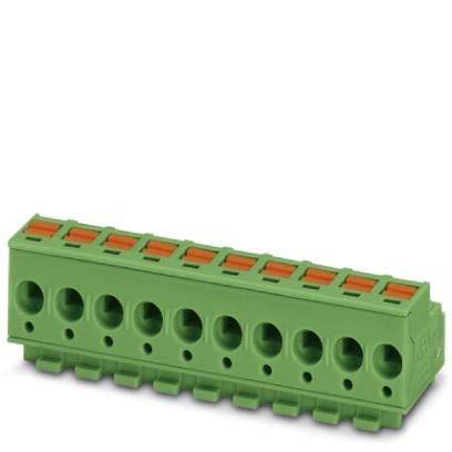 Ein grüner Anschlussblock mit mehreren Verbindungspunkten, der häufig für elektrische Verkabelung und Schaltkreise in industriellen und kommerziellen Umgebungen verwendet wird.