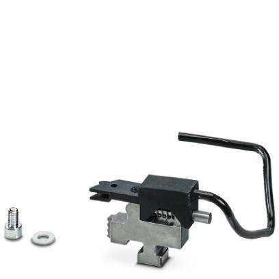 Ein kleines Metallverriegelungsgerät mit einer Codetastatur, einem Innensechskantschlüssel, einer Schraube und einer Unterlegscheibe wird auf einem weißen Hintergrund präsentiert.