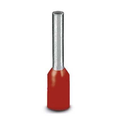 Eine rote isolierte Aderendhülse mit einem Metallrohr, die nach oben ragt, wird zum Verbinden von Drähten und zur Gewährleistung sicherer elektrischer Verbindungen verwendet.