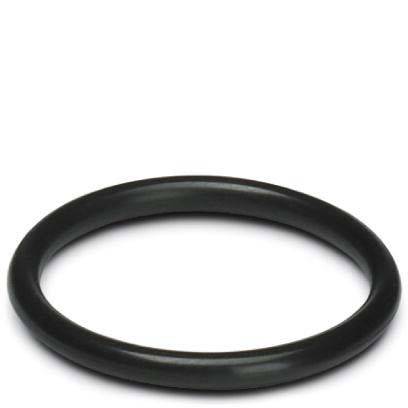 Ein schwarzer Gummiring (O-Ring), kreisförmig und glatt, der üblicherweise in mechanischen Anwendungen zur Abdichtung eingesetzt wird.