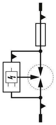 Elektronisches Schaltbild eines Brückengleichrichters, das ein Diodensymbol und einen parallel geschalteten Kondensator enthält.