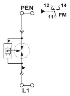 Elektrische Schemazeichnung eines Diodenschaltkreises, der mit einem Schalter und Verdrahtung verbunden ist, gekennzeichnet mit '11 FM'.