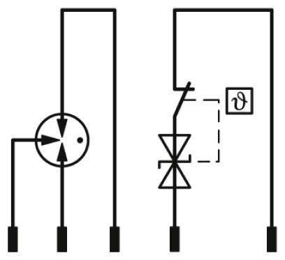 Elektrischer Schaltkreisdiagramm, der einen Optokoppler mit zwei Schaltkreisen zeigt. Der linke Diagrammteil enthält eine Eingangs-LED, und der rechte Diagrammteil zeigt einen Photodetektorausgang.