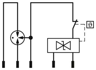 Schematische Darstellung einer Brückengleichrichterdiode mit vier Dioden und angeschlossenem Verbraucher, die den Weg der Umwandlung von Wechselstrom in Gleichstrom zeigt.