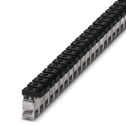 Eine Reihe von schwarzen Anschlussblöcken, die miteinander verbunden sind und verwendet werden, um elektrische Schaltkreise effizient zu organisieren und zu verteilen.