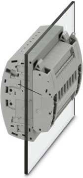 Graue zylindrische elektronische Komponente mit mehreren Anschlüssen und Lüftungsöffnungen, möglicherweise ein Leistungsschalter oder ein Schaltgeräte-Modul.