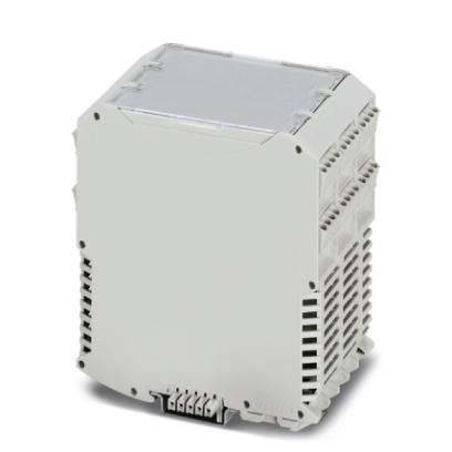 Ein kleiner, rechteckiger elektronischer Kühlventilator mit einem schützenden grauen Kunststoffgehäuse, der typischerweise zur Temperaturregulierung in geschlossenen Räumen verwendet wird.