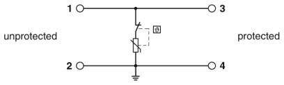 Elektrisches Schaltkreisdiagramm mit einem Transistor, dessen Basis, Kollektor und Emitter verbunden sind. Eine Diode wird durch einen Pfeil gekennzeichnet.