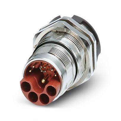 Metallstecker mit sechs kreisförmigen Öffnungen in einer sechseckigen Hülle, die sein elektronisches Schnittstellendesign und seine Struktur zeigt.