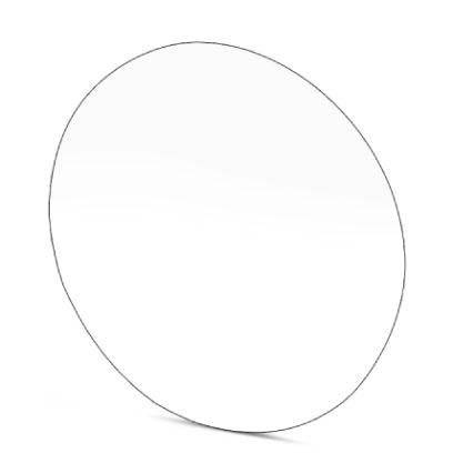 Ein einfaches, rundes weißes Blatt mit leichter Schattierung, nach rechts geneigt, das als schlichtes dekoratives Element oder Hintergrund dient.