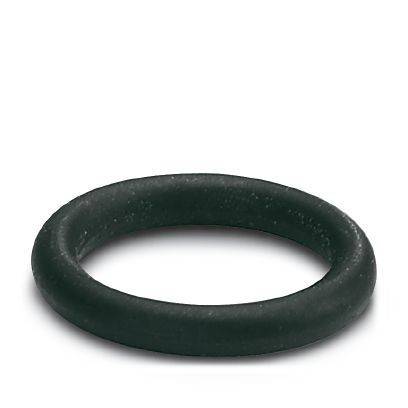 Schwarze Gummi-O-Ring-Dichtung auf weißem Hintergrund.