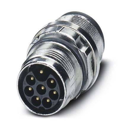 Ein metallischer zylindrischer elektrischer Anschluss mit sieben Pins, der zum Herstellen sicherer elektronischer Verbindungen in verschiedenen Geräten verwendet wird.