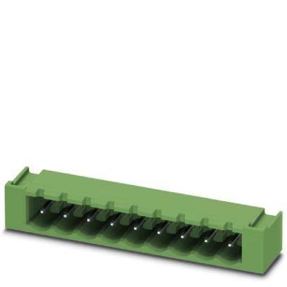 Grüner 9-poliger Steckverbinder mit versenkten Kontakten, für elektronische Anwendungen entwickelt, von oben dargestellt.